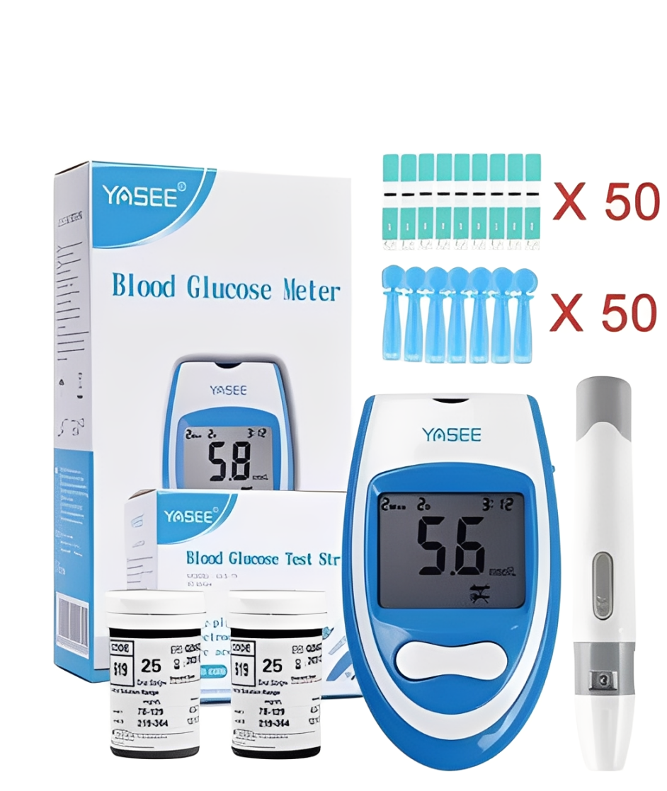 Set Medidor De Glucosa Glucometro +50 Cintas + 50 Lancetas