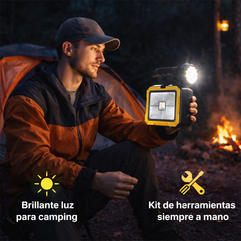 Lámpara LED Multifuncional – Iluminación y Herramientas – Soporte práctico para actividades outdoor desde el primer uso