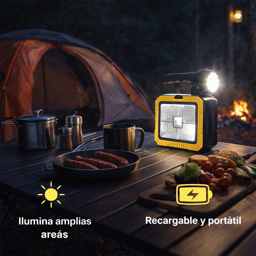 Lámpara LED Multifuncional – Iluminación y Herramientas – Soporte práctico para actividades outdoor desde el primer uso