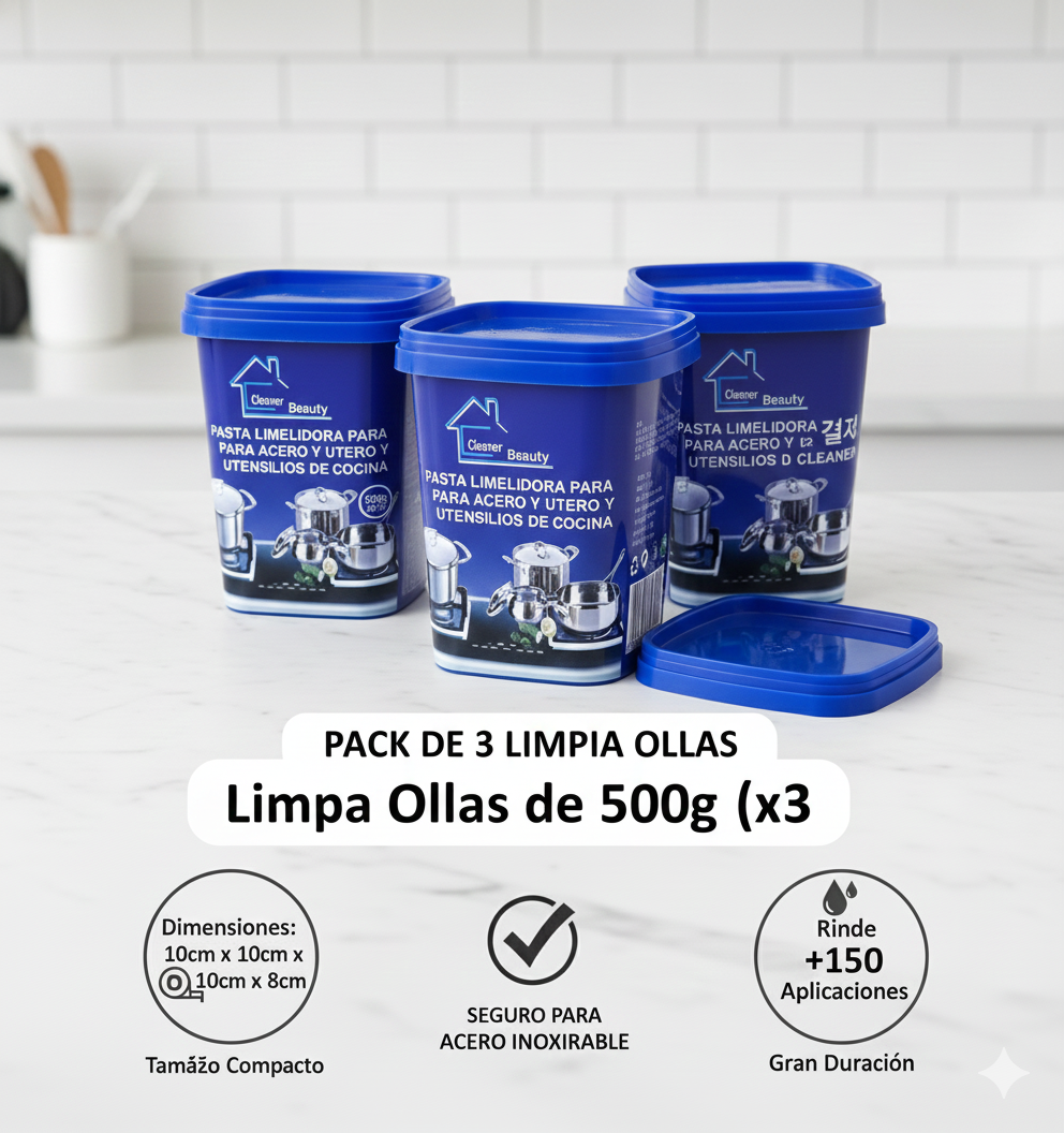 ¡Mega Oferta 3x1! Lleva 3 Limpiadores en Pasta de 500gr por el precio de 1 y restaura toda tu cocina.