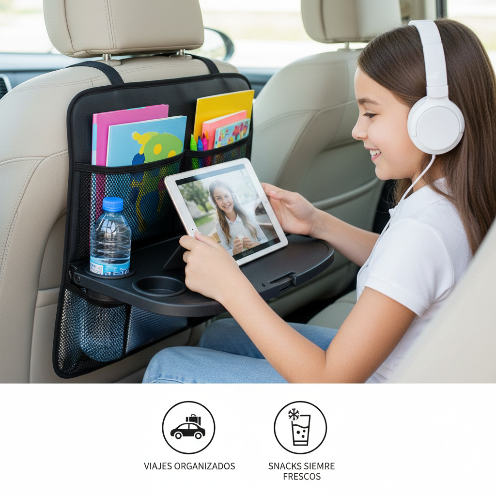 Organizador Premium - Bandeja Plegable y Térmica - Orden total y alimentos frescos para que tu familia disfrute cada kilómetro.