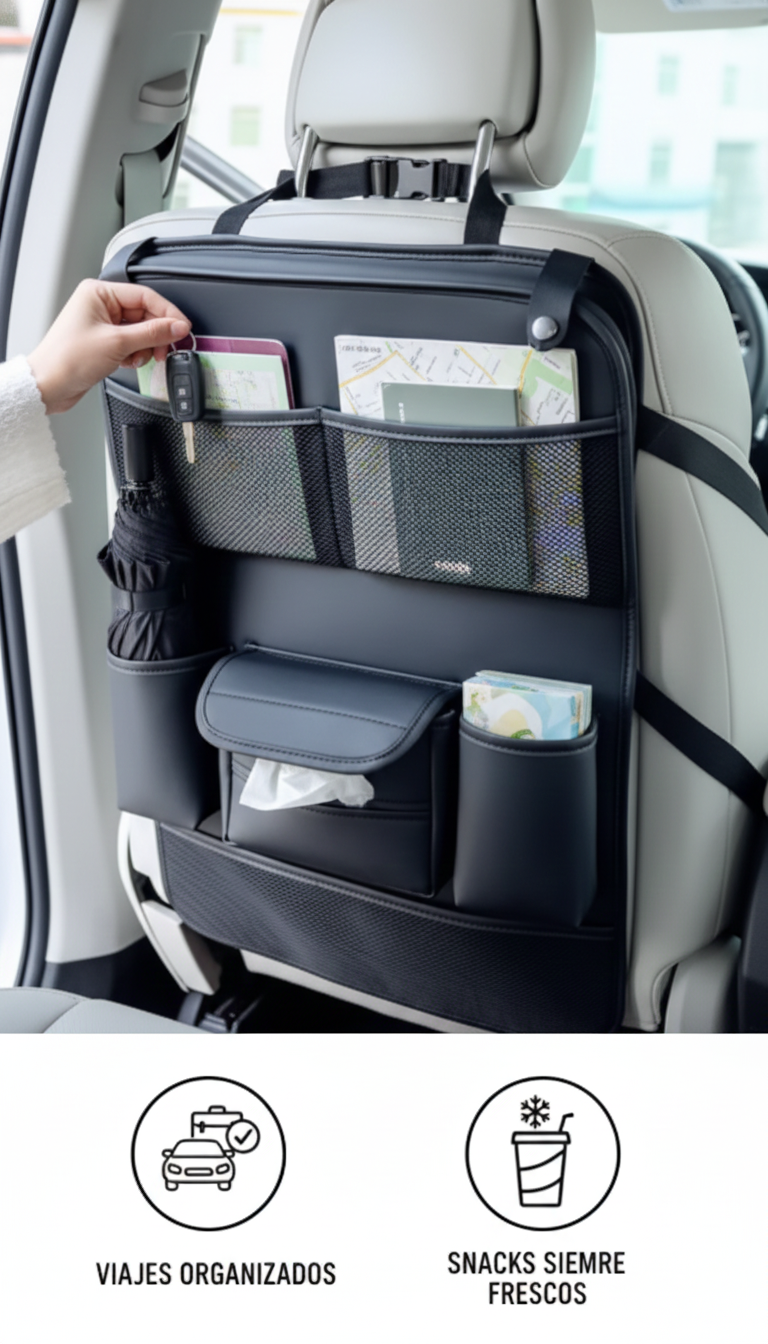 Organizador Premium - Bandeja Plegable y Térmica - Orden total y alimentos frescos para que tu familia disfrute cada kilómetro.