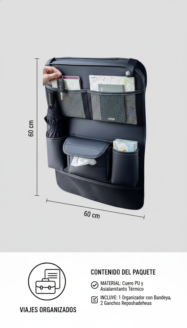 Organizador Premium - Bandeja Plegable y Térmica - Orden total y alimentos frescos para que tu familia disfrute cada kilómetro.