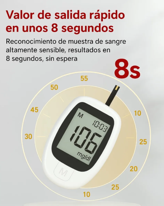 Set Medidor De Glucosa Glucometro +50 Cintas + 50 Lancetas