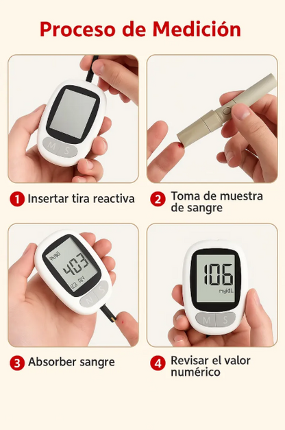 Set Medidor De Glucosa Glucometro +50 Cintas + 50 Lancetas